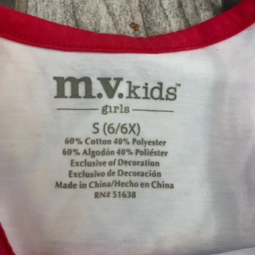M.V. Kids Small 6/6X Red Pink‎ White Ruffle Tank Top Bows Cute